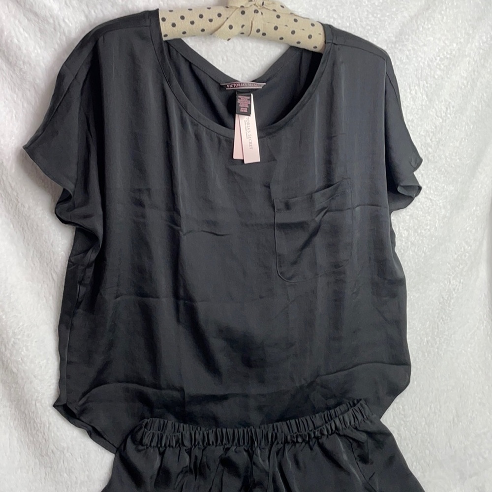 Victoria’s Secret Black Silk Lounge Set Size Small